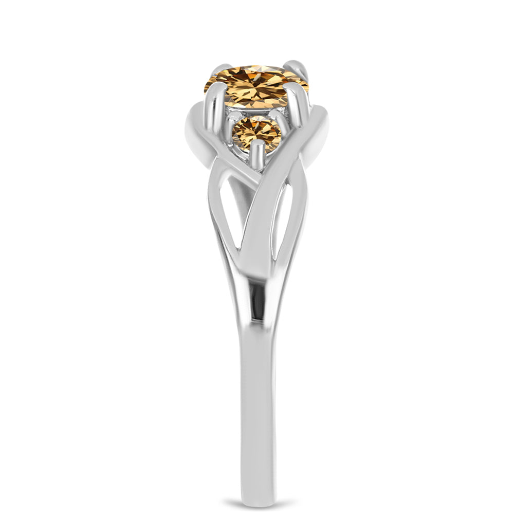 Anillo de Plata con Moisanita Champagne