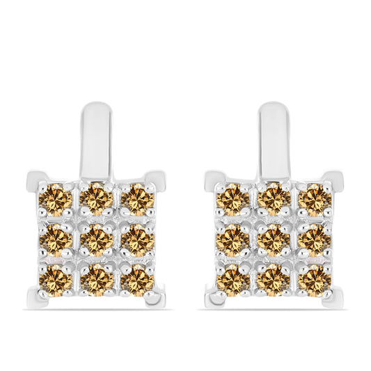 Pendientes de Plata con Moisanita Champagne