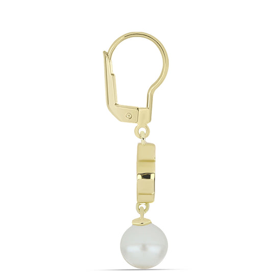 Pendientes de Plata Bañada en Oro con Madreperla y Perla de Agua Dulce