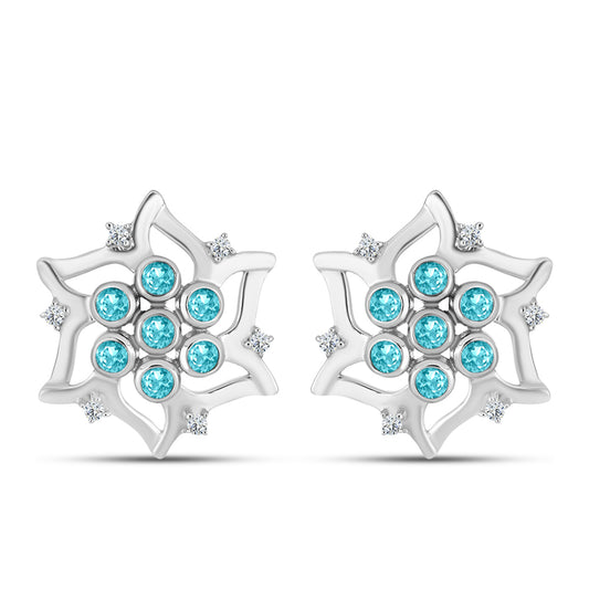 Pendientes de Plata con Cuarzo Paraiba y Topacio Blanco