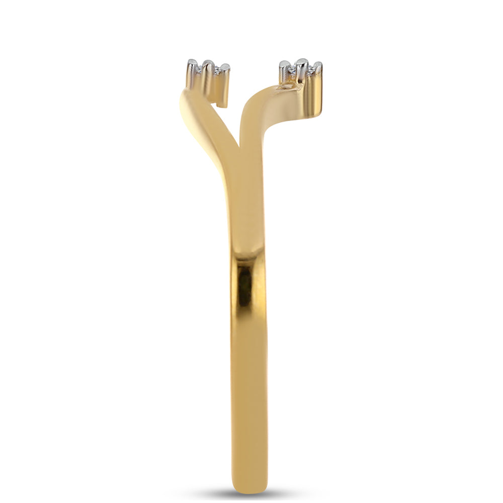 Anillo de Plata Bañada en Oro con Diamante blanco