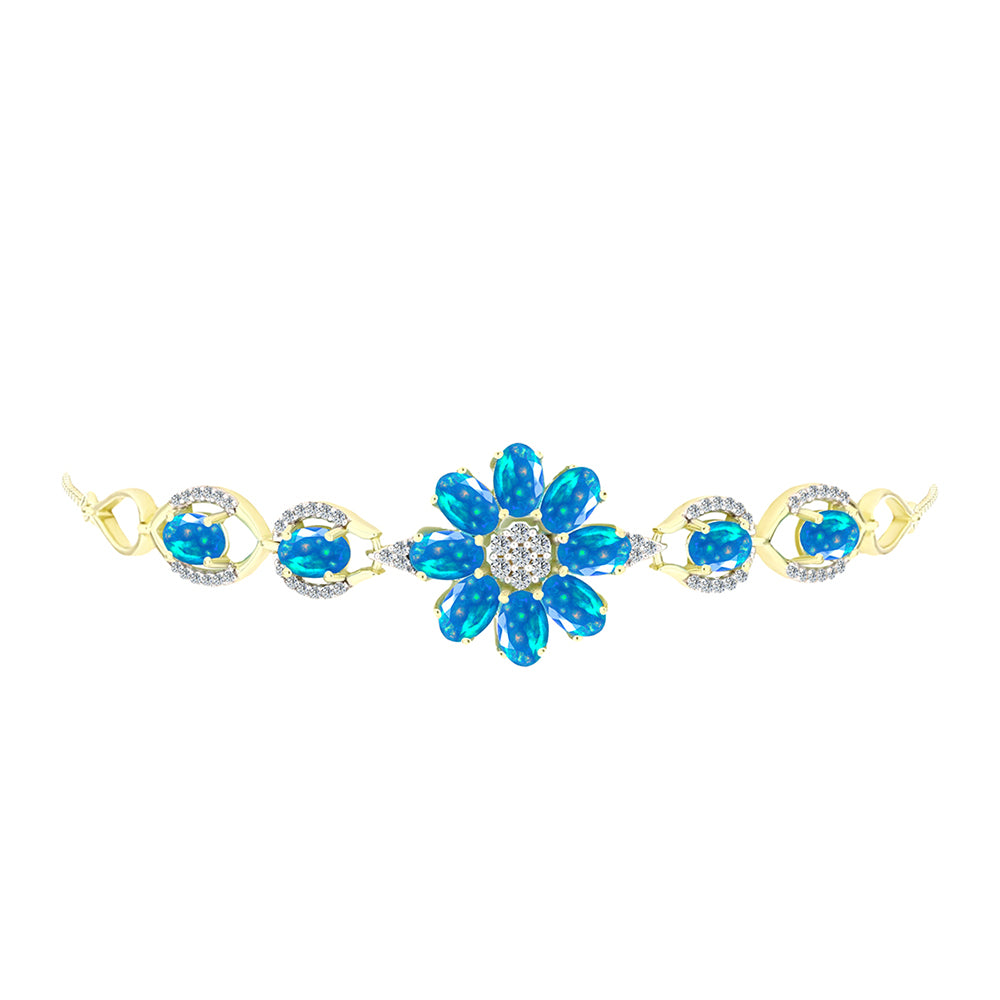 Pulsera de Plata Bañada en Oro con Ópalo Paraíso de Etiopia y Topacio Blanco