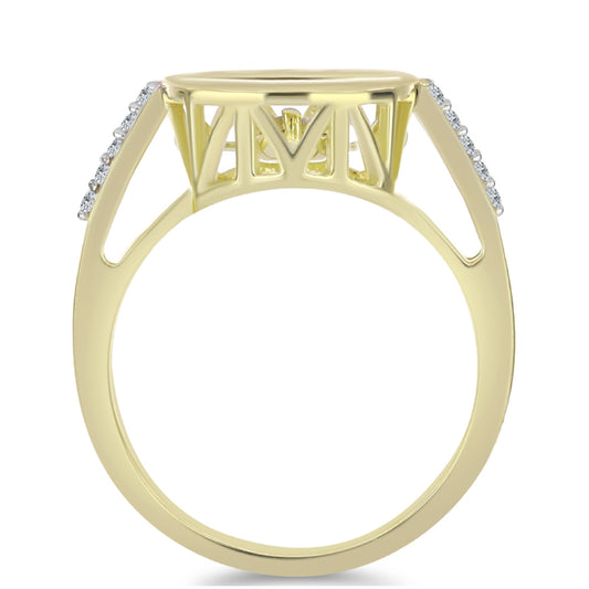 Anillo de Plata Bañada en Oro con Diamante blanco y Topacio Blanco