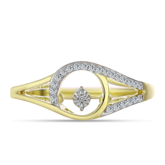 Anillo de Plata Bañada en Oro con Diamante blanco y Topacio Blanco