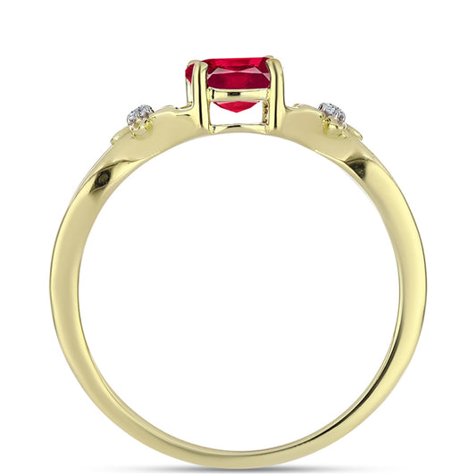 Anillo de Plata Bañada en Oro con Rubí de Madagascar y Topacio Blanco