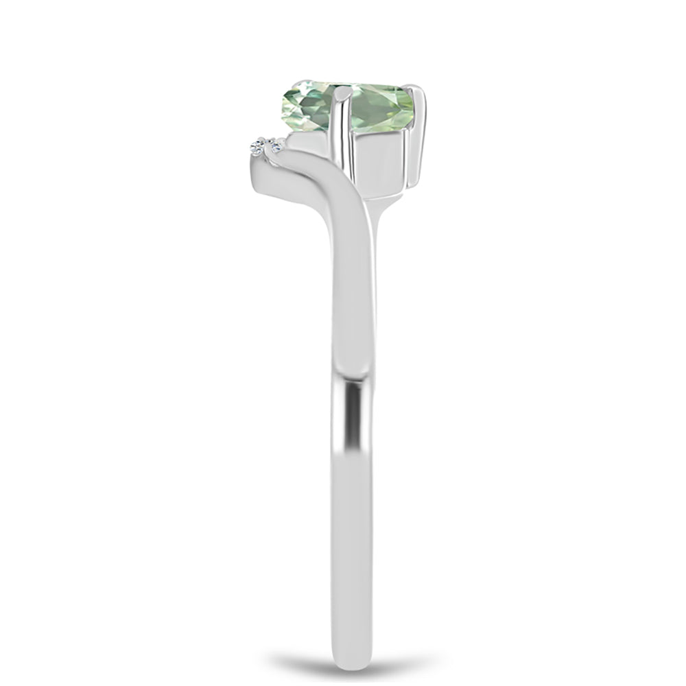 Anillo de Plata con Amatista Verde y Topacio Blanco