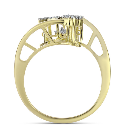 Anillo de Plata Bañada en Oro con Diamante blanco y Topacio Blanco