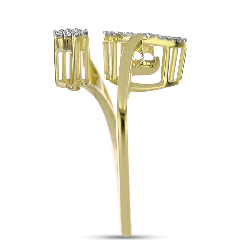 Anillo de Plata Bañada en Oro con Diamante blanco y Topacio Blanco