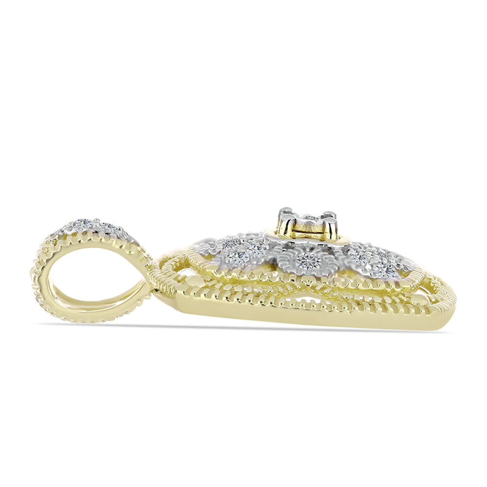 Colgante de Plata Bañada en Oro con Diamante blanco y Topacio Blanco