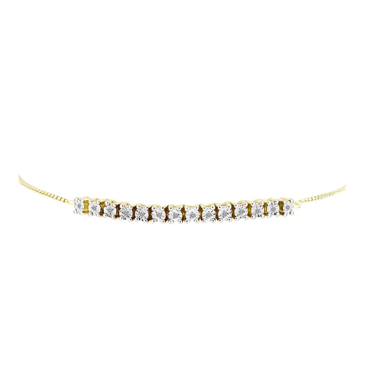 Pulsera de Plata Bañada en Oro con Diamante blanco