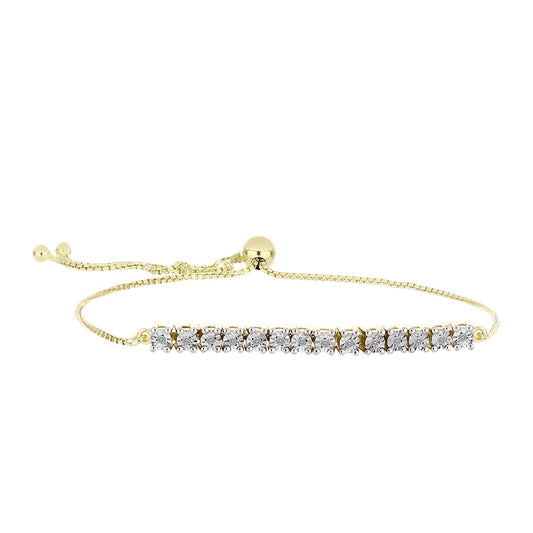 Pulsera de Plata Bañada en Oro con Diamante blanco