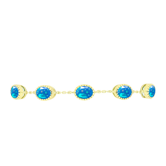 Pulsera de Plata Bañada en Oro con Ópalo Paraíso de Etiopia