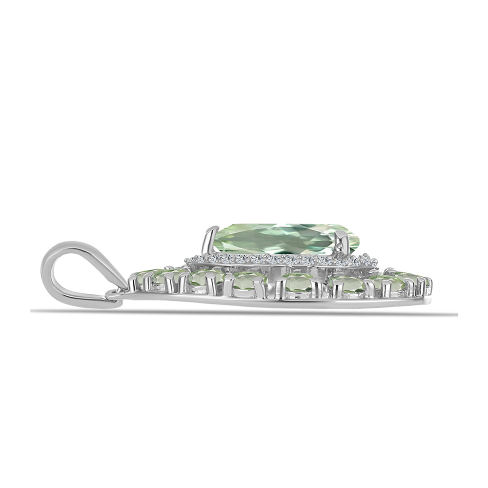 Colgante de Plata con Amatista Verde y Topacio Blanco