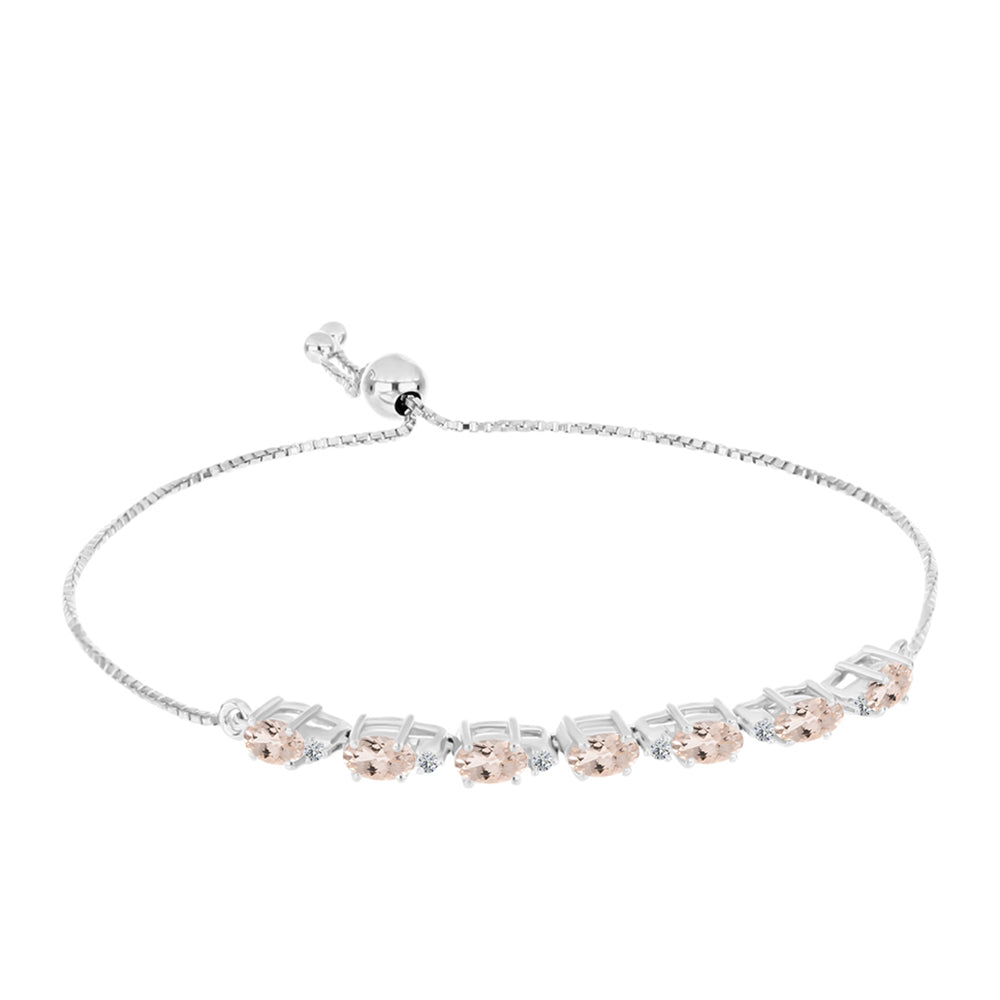 Pulsera de Plata con Morganita de Gozareh y Topacio Blanco