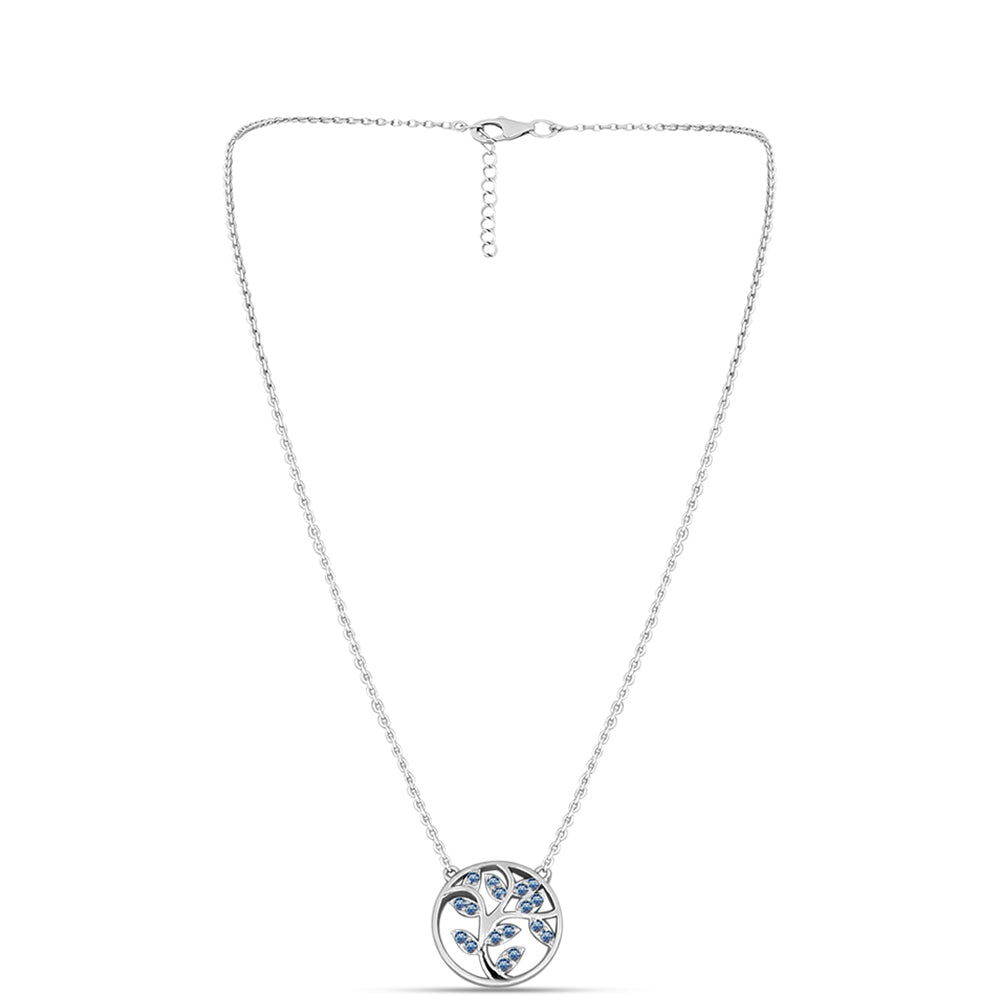 Collar de Plata con Moisanita azul océano