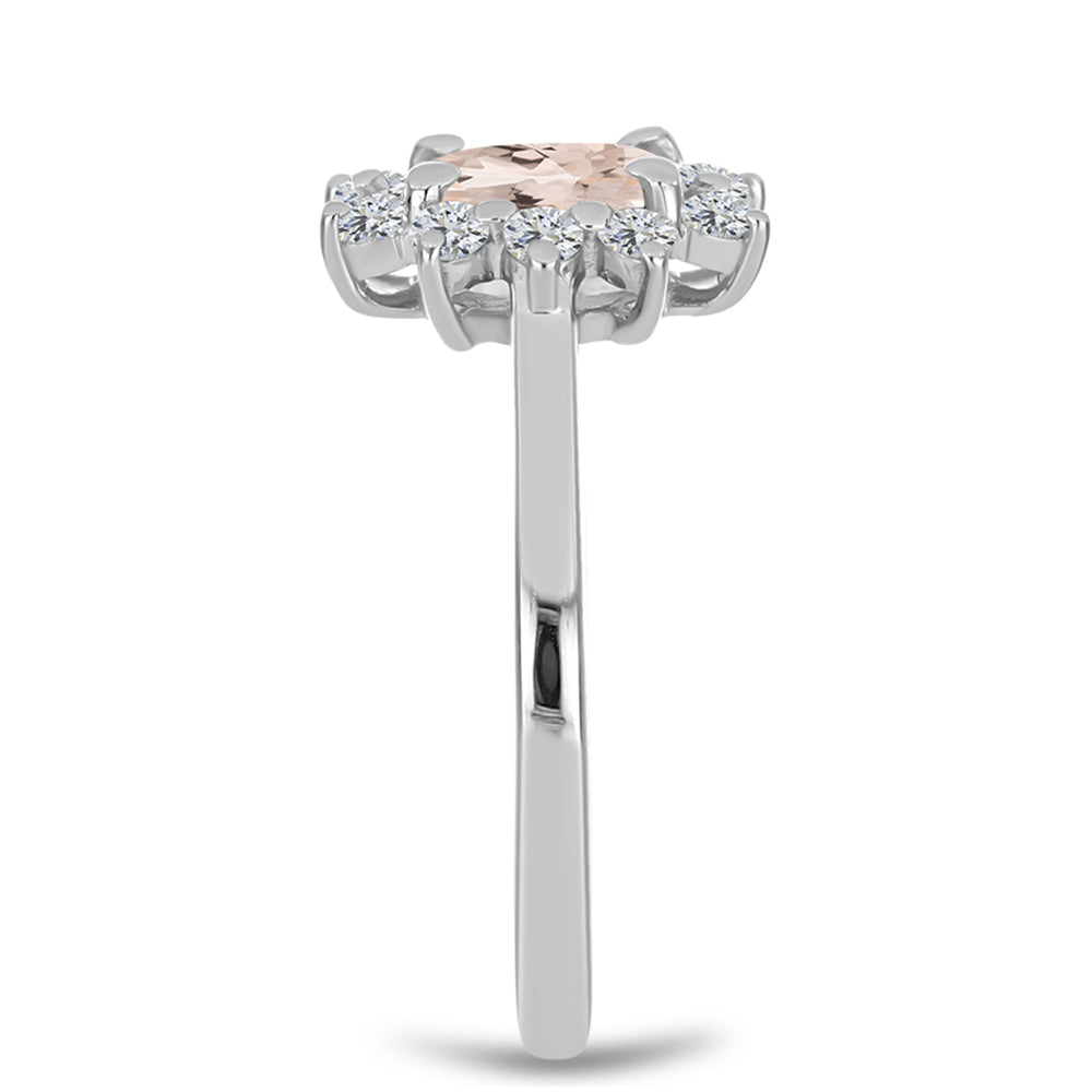 Anillo de Plata con Morganita de Gozareh y Topacio Blanco