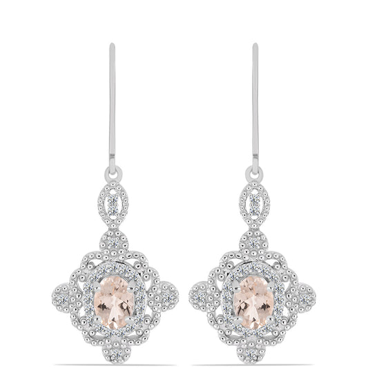 Pendientes de Plata con Morganita de Gozareh y Topacio Blanco