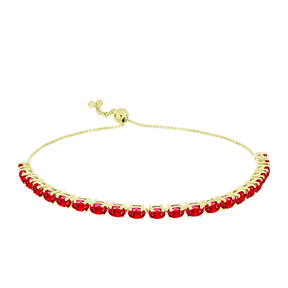 Pulsera de Plata Bañada en Oro con Ágata Roja