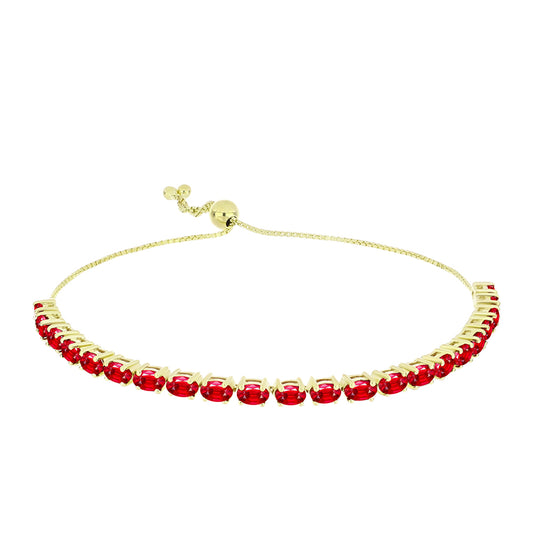Pulsera de Plata Bañada en Oro con Ágata Roja