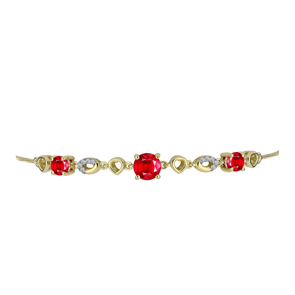 Pulsera de Plata Bañada en Oro con Ágata Roja y Topacio Blanco