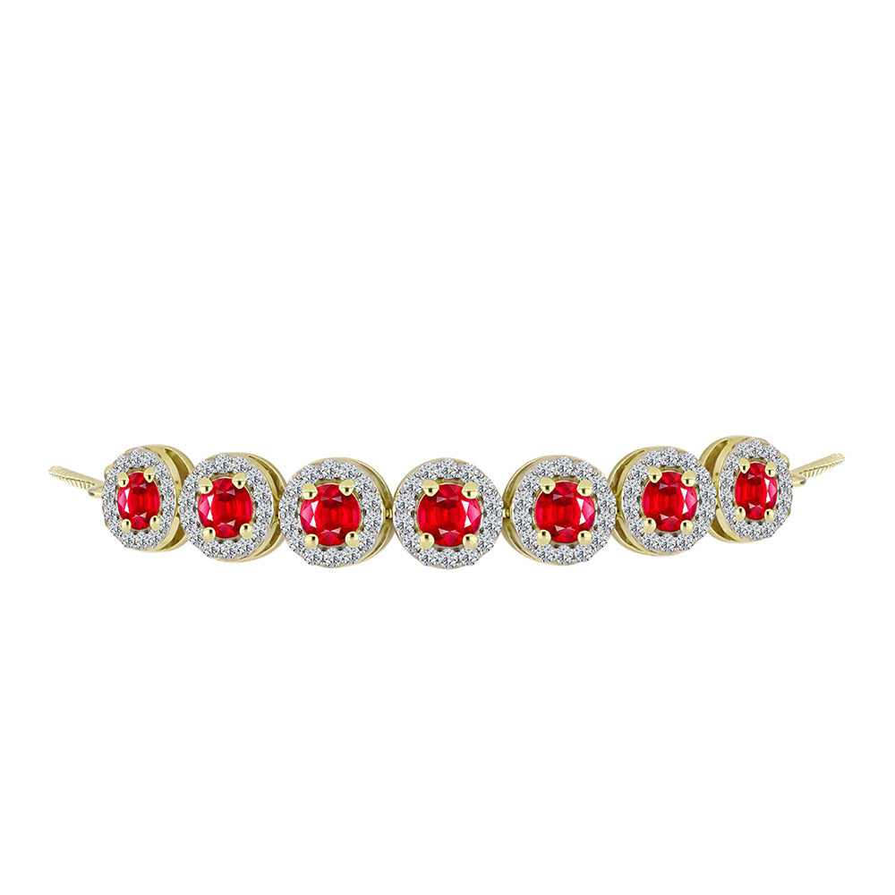 Pulsera de Plata Bañada en Oro con Ágata Roja y Topacio Blanco