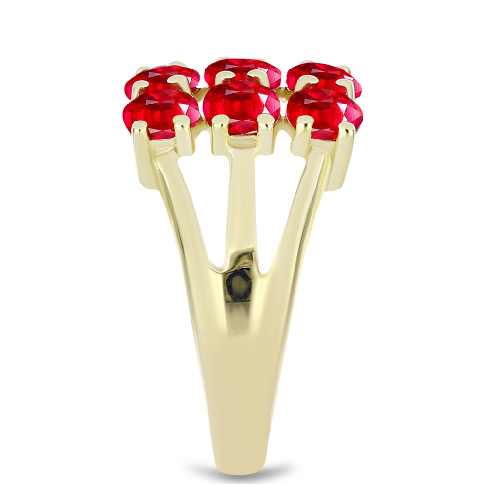 Anillo de Plata Bañada en Oro con Ágata Roja