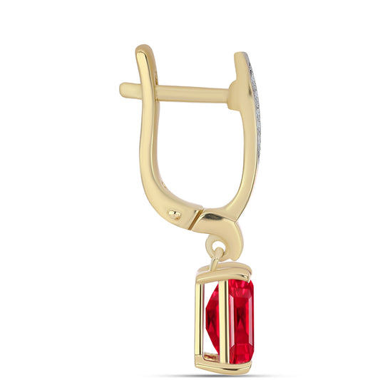 Pendientes de Plata Bañada en Oro con Ágata Roja y Topacio Blanco