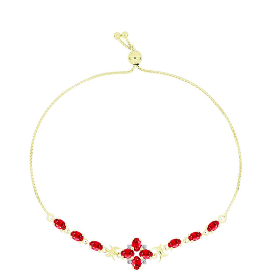 Pulsera de Plata Bañada en Oro con Ágata Roja y Topacio Blanco