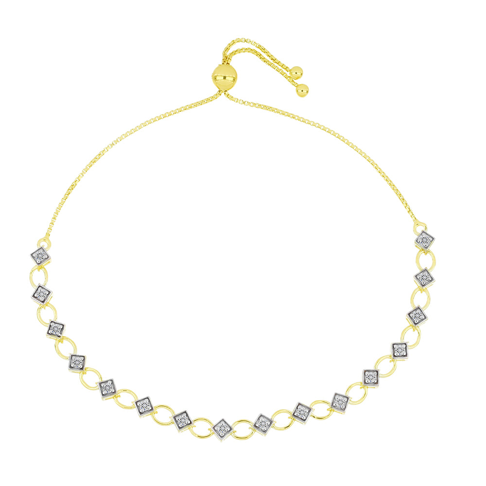 Pulsera de Plata Bañada en Oro con Diamante certificado y cultivado en laboratorio