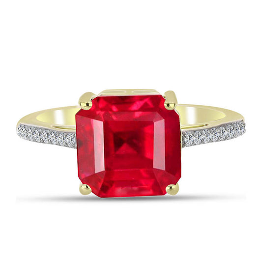 Anillo de Plata Bañada en Oro con Ágata Roja y Topacio Blanco