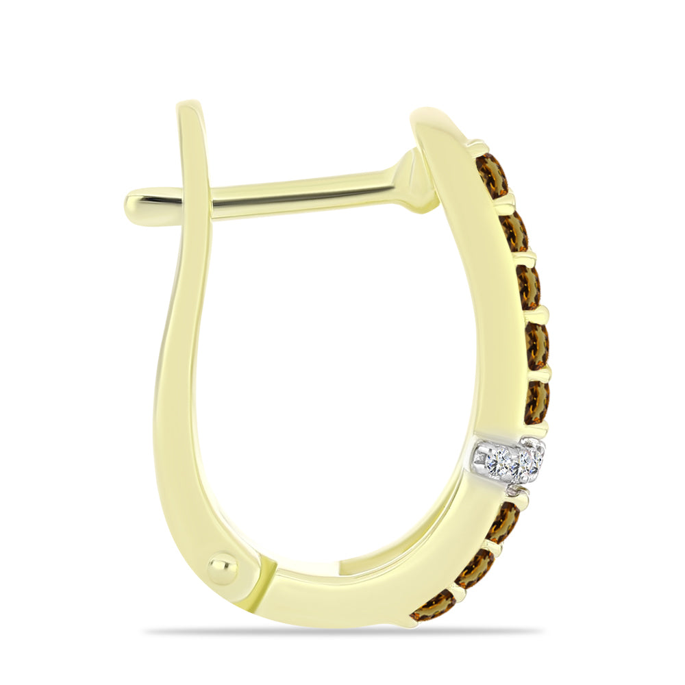 Pendientes de Plata Bañada en Oro con Cuarzo Coñac y Topacio Blanco