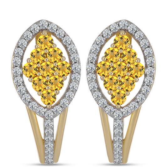 Pendientes de Plata Bañada en Oro con Cuarzo Coñac y Topacio Blanco