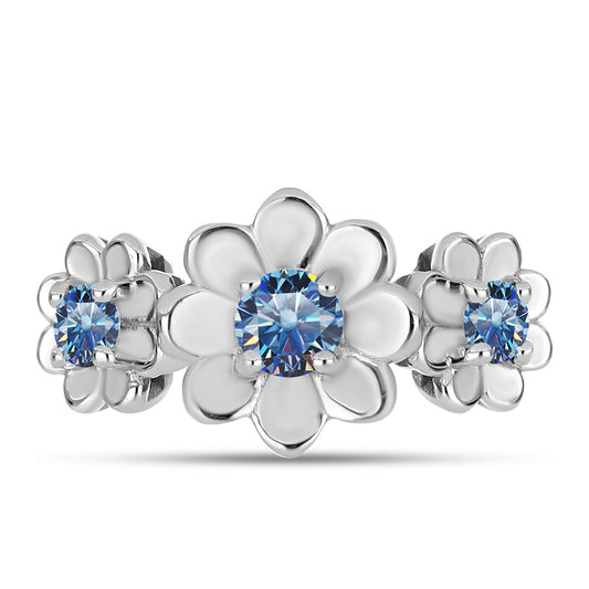 Anillo de Plata con Moisanita azul océano