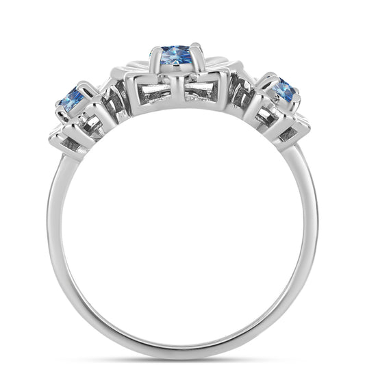 Anillo de Plata con Moisanita azul océano