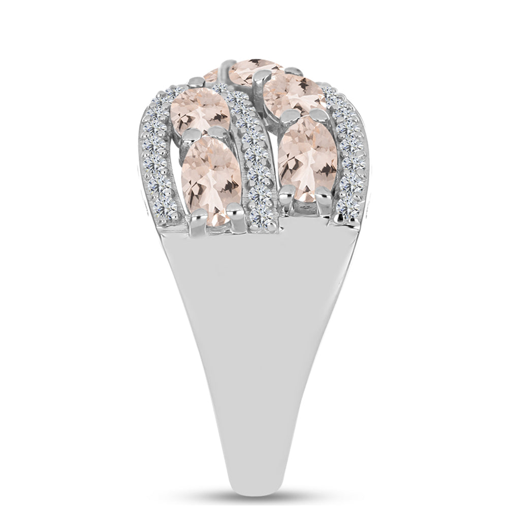 Anillo de Plata con Morganita de Gozareh y Topacio Blanco