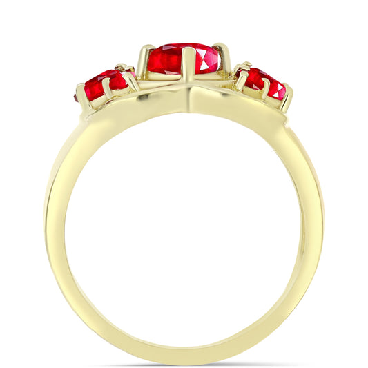 Anillo de Plata Bañada en Oro con Ágata Roja