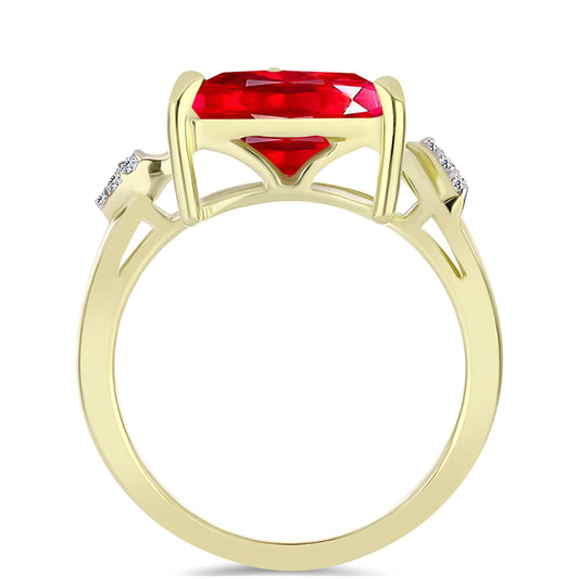 Anillo de Plata Bañada en Oro con Ágata Roja y Topacio Blanco