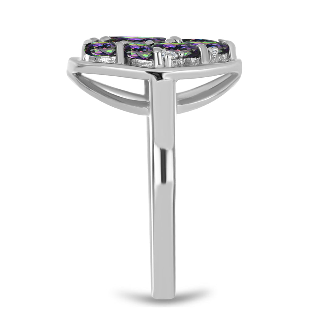 Anillo de Plata con Cuarzo Místico Verde de Brasil y Topacio Blanco