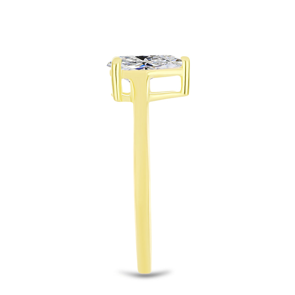 Anillo de Plata Bañada en Oro con Diamante certificado y cultivado en laboratorio