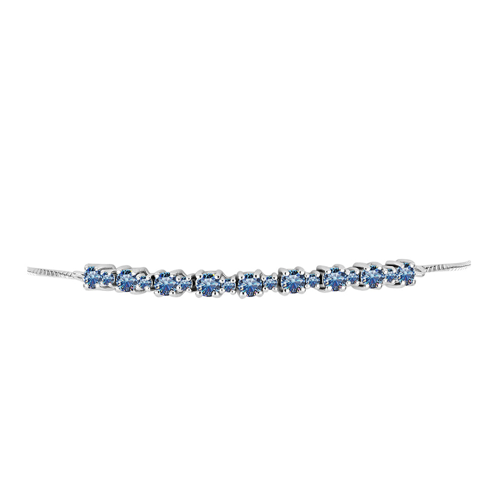 Pulsera de Plata con Moisanita azul océano