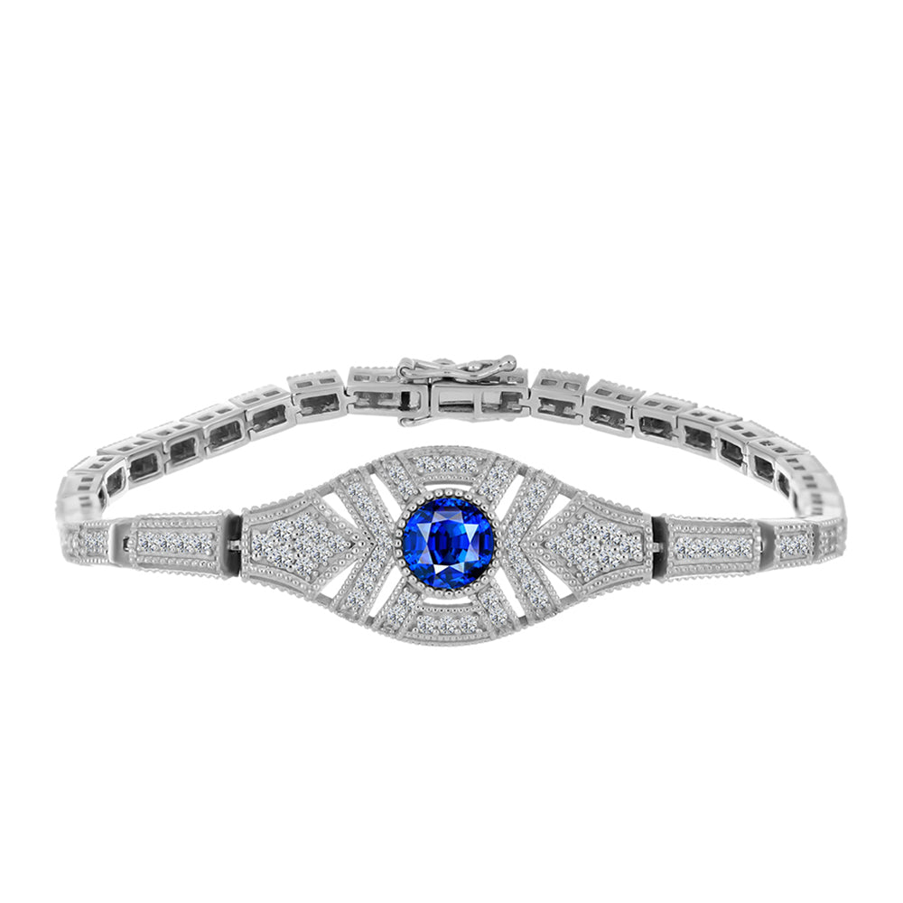 Pulsera de Plata con Zafiro Azul Australiano y Topacio Blanco