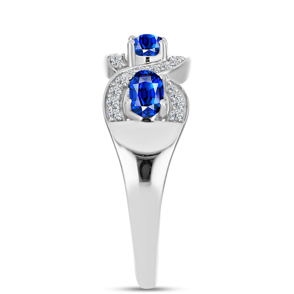 Anillo de Plata con Zafiro Azul Australiano y Topacio Blanco