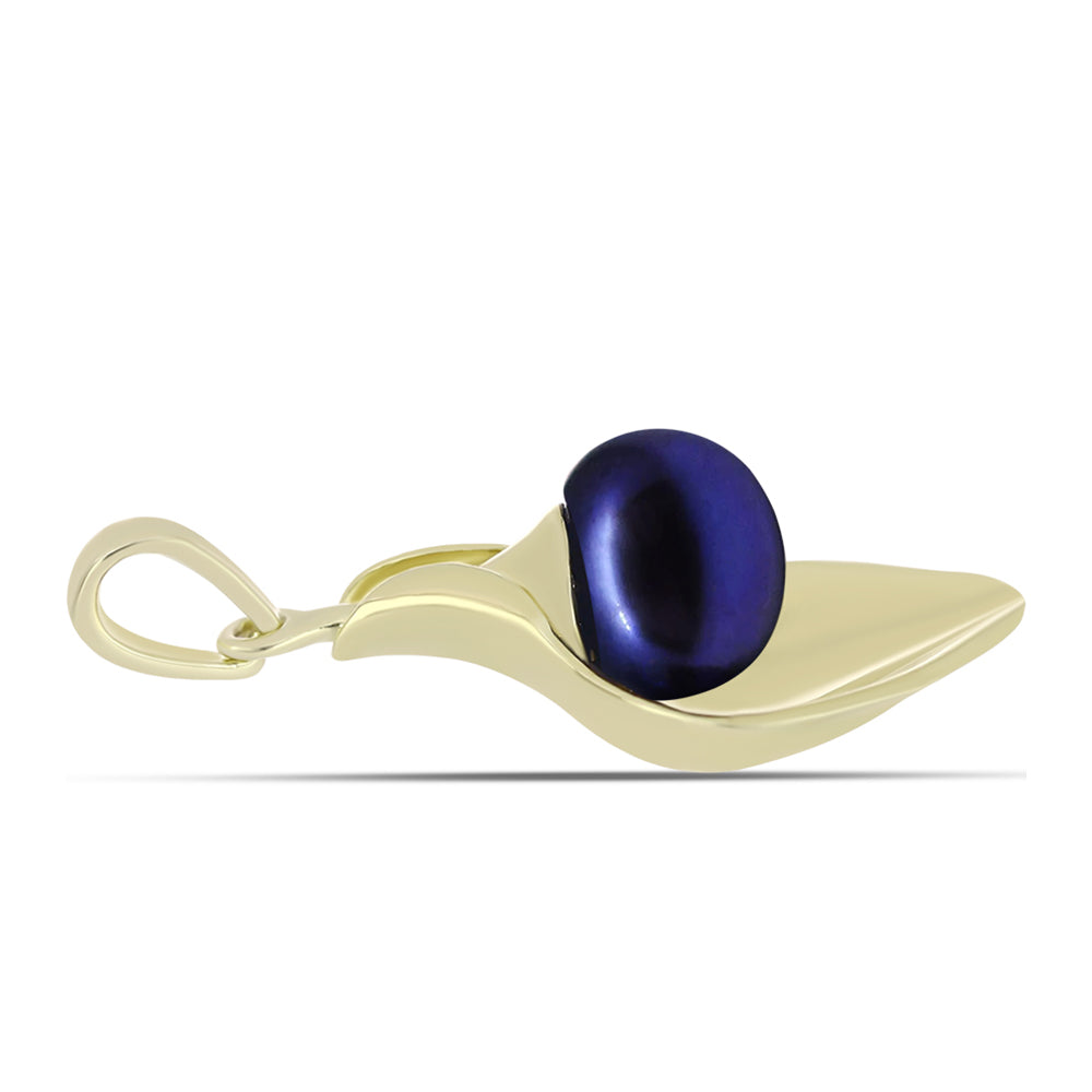 Colgante de Plata Bañada en Oro con Perla Negra de Agua dulce