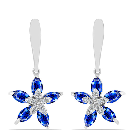 Pendientes de Plata con Zafiro Azul Australiano y Topacio Blanco