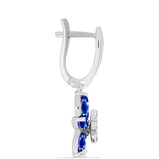 Pendientes de Plata con Zafiro Azul Australiano y Topacio Blanco