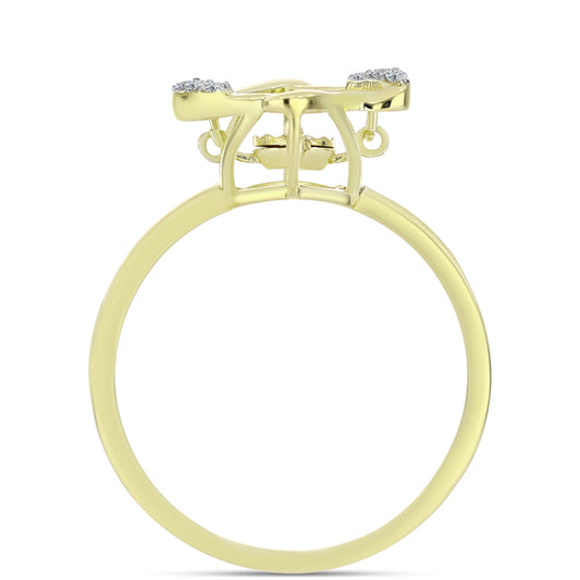 Anillo de Plata Bañada en Oro con Diamante blanco y Topacio Blanco