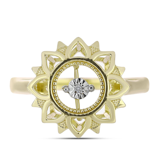 Anillo de Plata Bañada en Oro con Diamante blanco