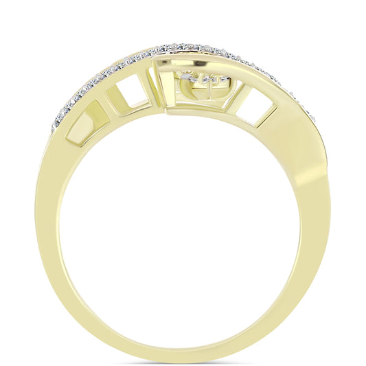 Anillo de Plata Bañada en Oro con Diamante blanco y Topacio Blanco