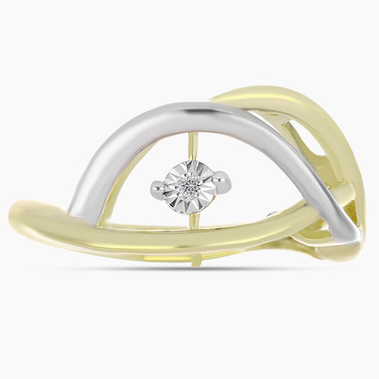 Anillo de Plata Bañada en Oro con Diamante blanco