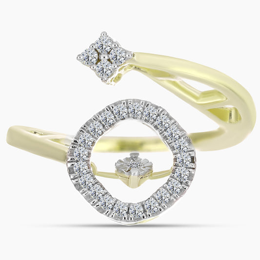 Anillo de Plata Bañada en Oro con Diamante blanco y Topacio Blanco